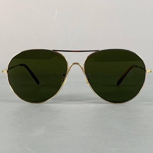 OLIVER PEOPLES Rockmore Gold Engraved Metal Aviator Sunglasses - Picture 1 of 7